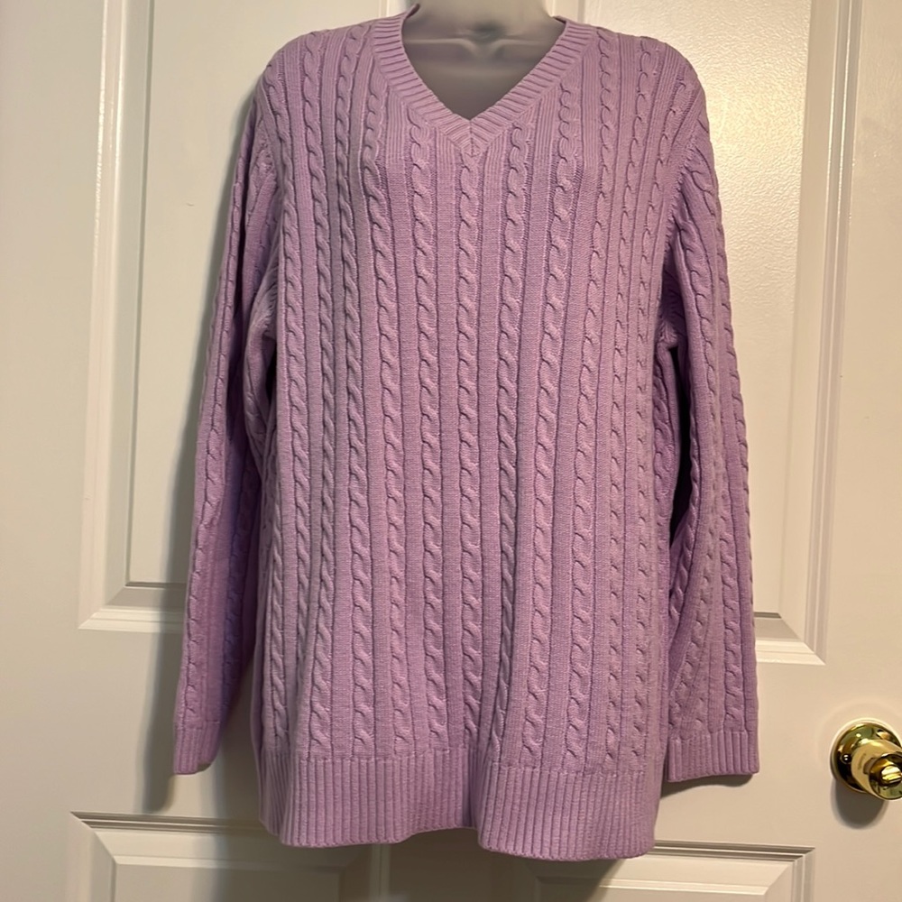 3 for $50 💙NWT Denim & Company | Cable Knit V-neck Sweater | Size 1X |